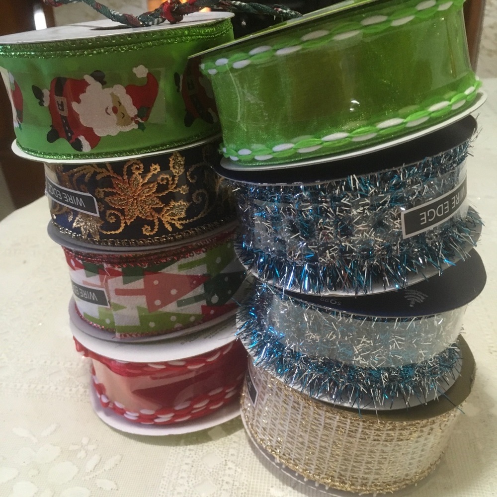 🆕 Ribbon Lot 8 Rolls, each roll sized  1 1/2” x 10 yd